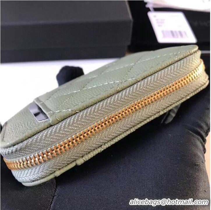 Modern Classic Chanel card holder Calfskin AP1650 green