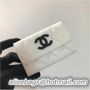 Buy Fashionable Chanel card holder Calfskin AP1966 white