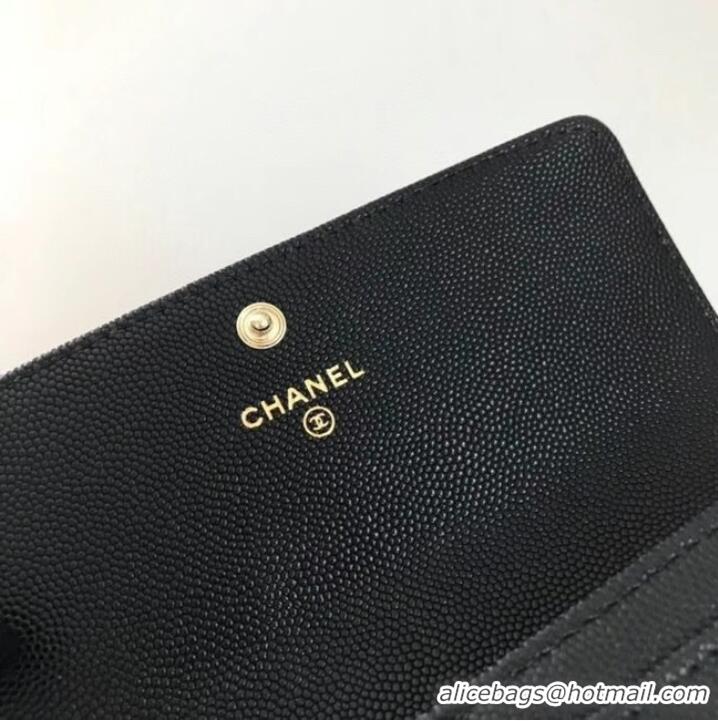 Good Product Chanel Calfskin Leather & Gold-Tone Metal Wallet AP2036 black