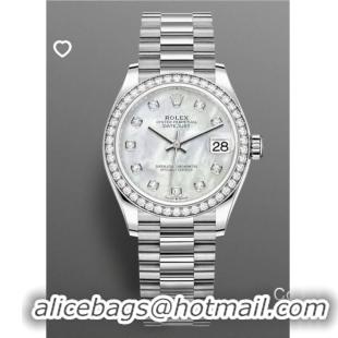 Buy Grade Rolex Watch Datejust 31mm Oystersteel and Silver Band RX5897 White Mother Pearl