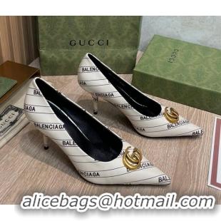 Low Price Balenciaga x Gucci The Hacker Project Knife Pumps 8cm 121353 White