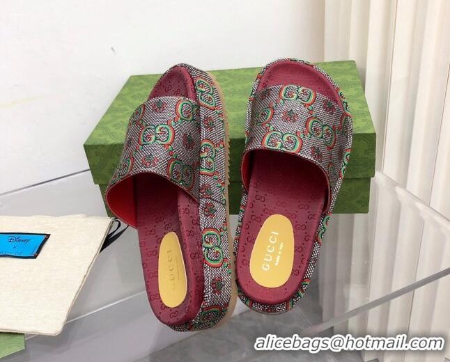 Low Price Gucci 100 GG Flower Jacquard Platform Slide Sandals 121359 Brown