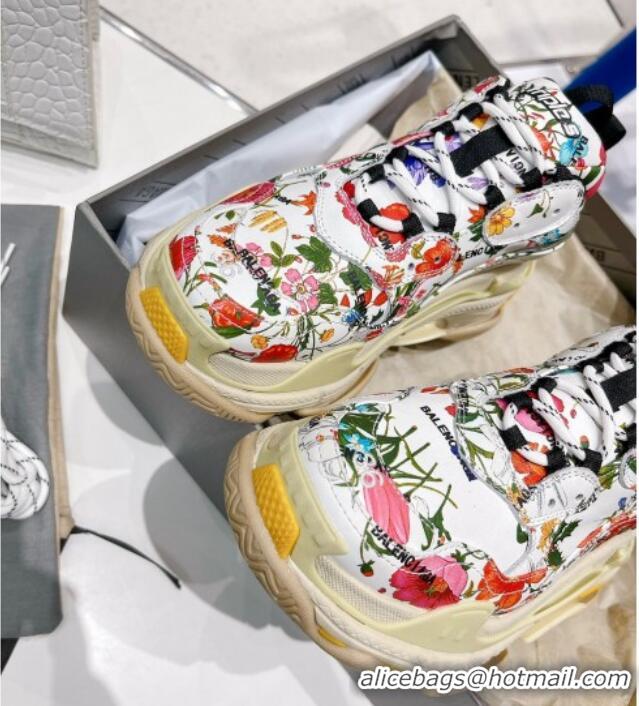 Best Price Gucci The Hacker Project Triple S Flora Print Sneakers 121367 White