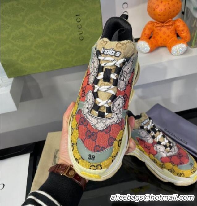 Good Product Gucci The Hacker Project Triple S GG Canvas Sneakers Red/Yellow 121371