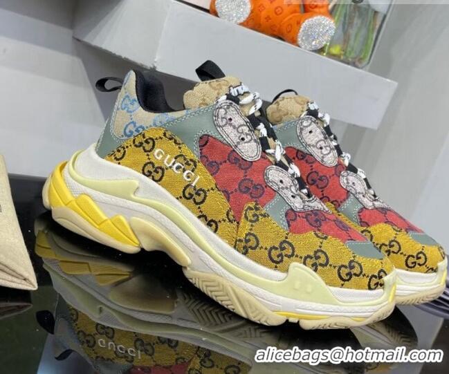 Good Product Gucci The Hacker Project Triple S GG Canvas Sneakers Red/Yellow 121371