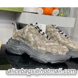 New Design Gucci The Hacker Project Triple S Sneakers Beige/Black 121373