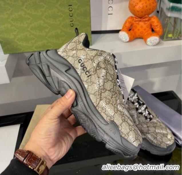 New Design Gucci The Hacker Project Triple S Sneakers Beige/Black 121373