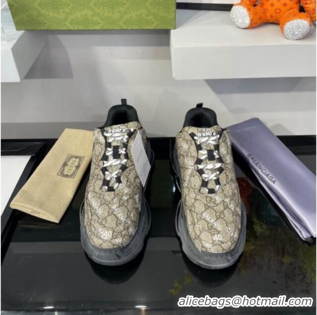 New Design Gucci The Hacker Project Triple S Sneakers Beige/Black 121373