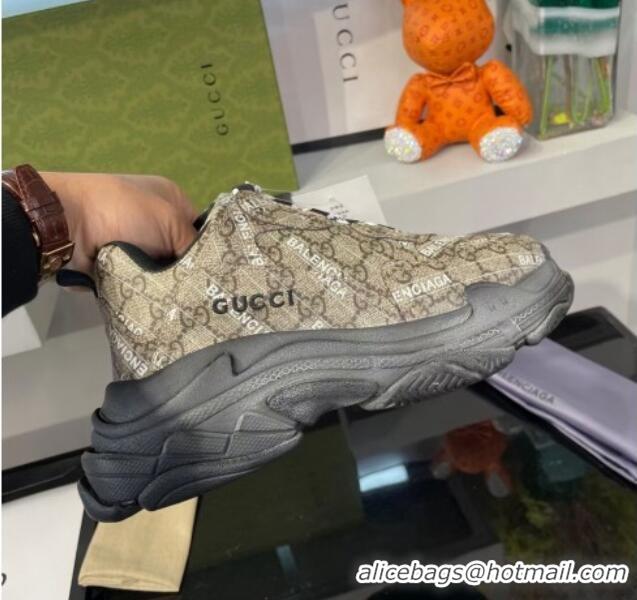 New Design Gucci The Hacker Project Triple S Sneakers Beige/Black 121373