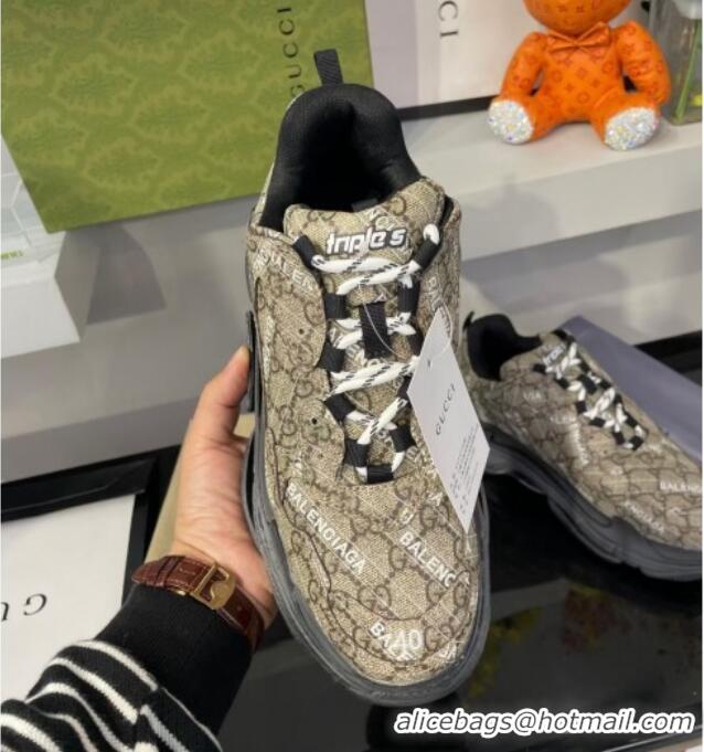 New Design Gucci The Hacker Project Triple S Sneakers Beige/Black 121373