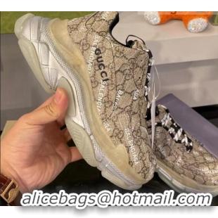 Best Price Gucci The Hacker Project Triple S Sneakers Beige/Silver 121374