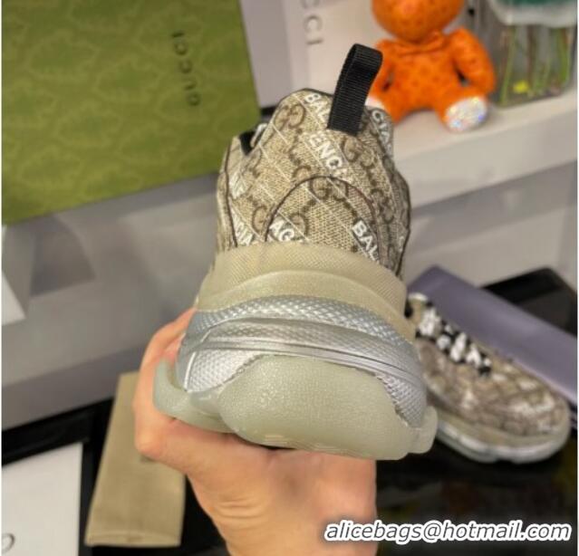 Best Price Gucci The Hacker Project Triple S Sneakers Beige/Silver 121374