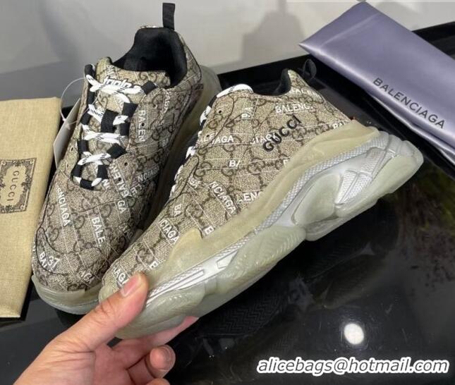 Best Price Gucci The Hacker Project Triple S Sneakers Beige/Silver 121374