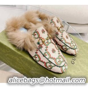 Good Taste Gucci 100 GG Flower Jacquard and Wool Slipper White/Green 121377