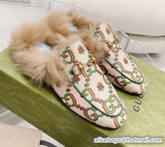 Good Taste Gucci 100 GG Flower Jacquard and Wool Slipper White/Green 121377