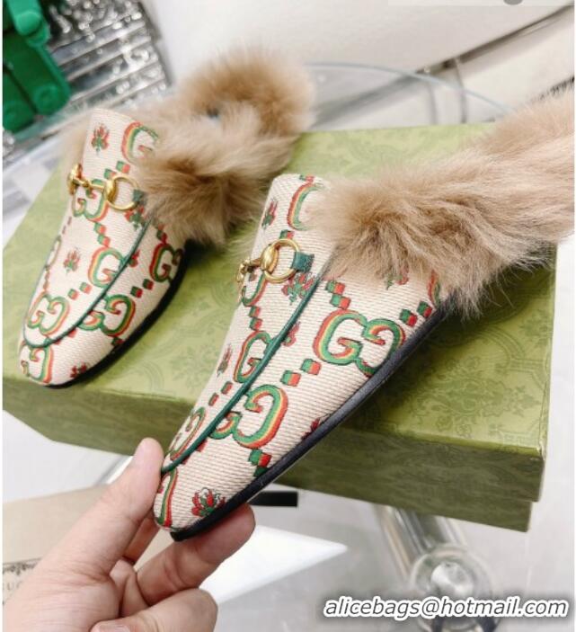 Good Taste Gucci 100 GG Flower Jacquard and Wool Slipper White/Green 121377