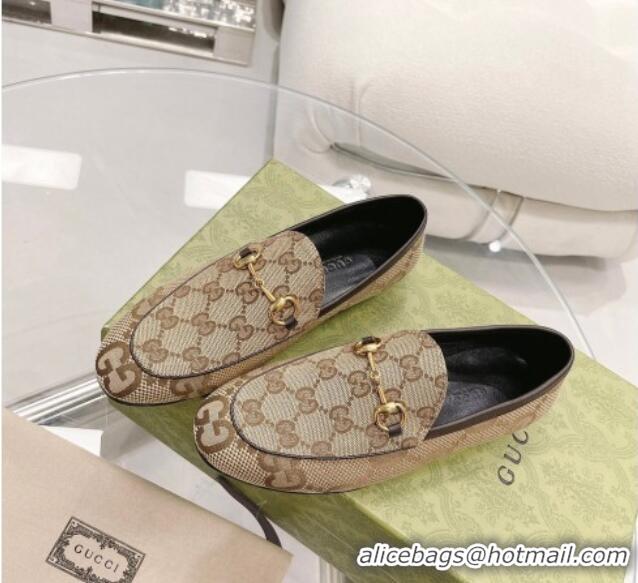 Discount Gucci Maxi GG Canvas Jordaan Loafer Beige 121380