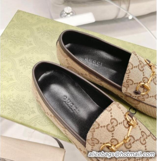 Discount Gucci Maxi GG Canvas Jordaan Loafer Beige 121380