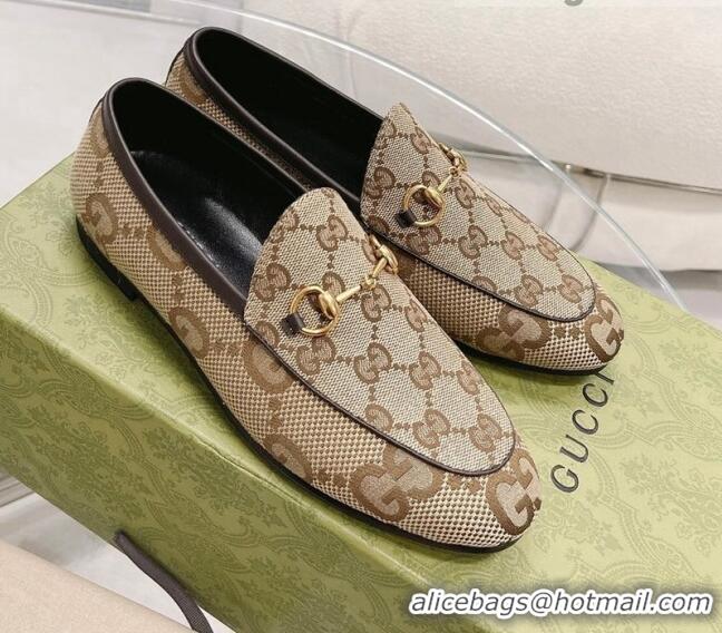 Discount Gucci Maxi GG Canvas Jordaan Loafer Beige 121380