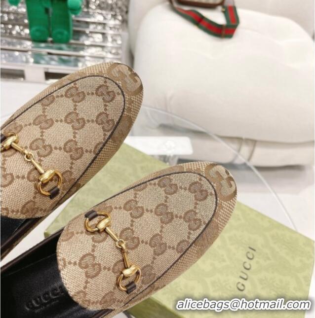 Discount Gucci Maxi GG Canvas Jordaan Loafer Beige 121380