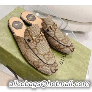 Good Quality Gucci Maxi GG Canvas Flat Mules Beige 121381