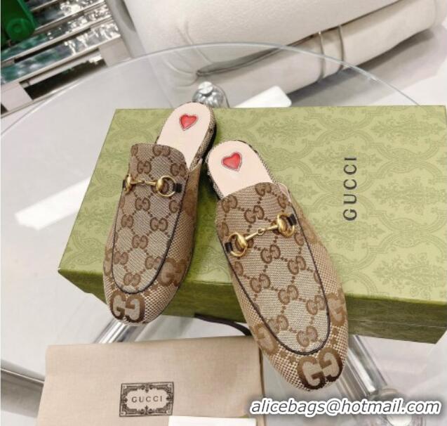 Popular Style Gucci Maxi GG Canvas Flat Mules Beige 121382