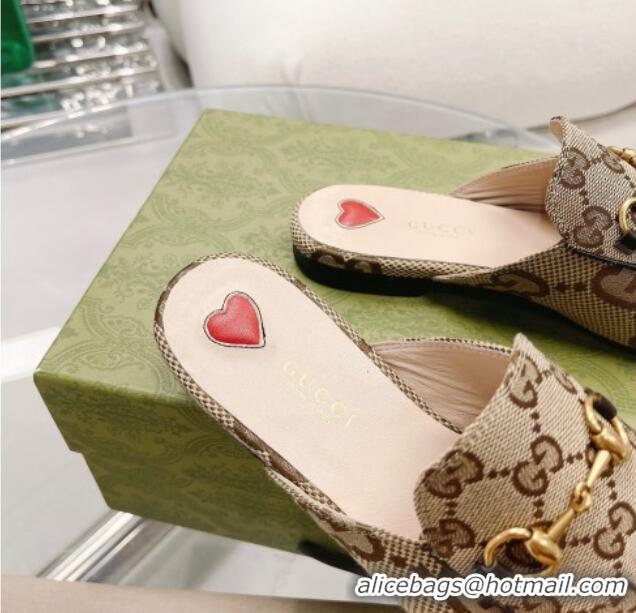 Popular Style Gucci Maxi GG Canvas Flat Mules Beige 121382