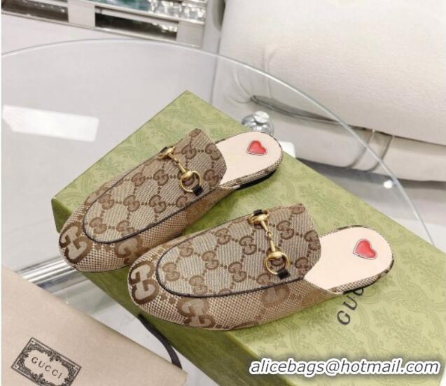 Popular Style Gucci Maxi GG Canvas Flat Mules Beige 121382