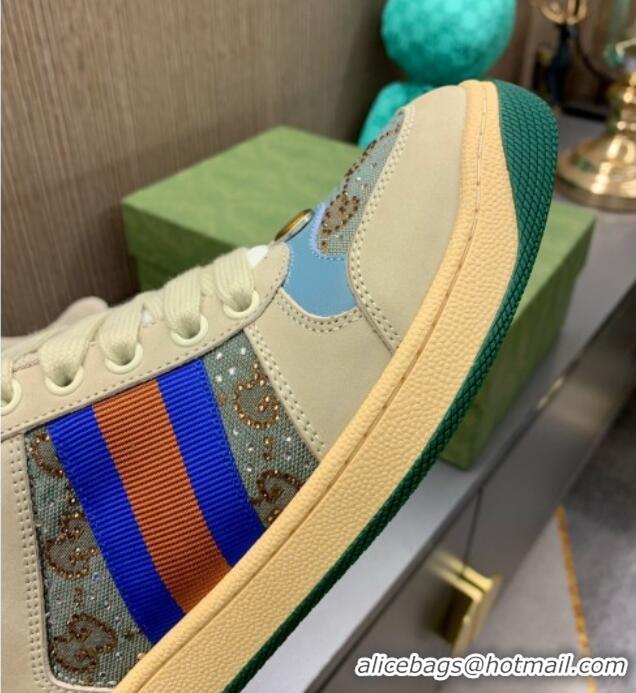 Good Product Gucci Screener Sneaker with Crystals Blue/Grey 121384