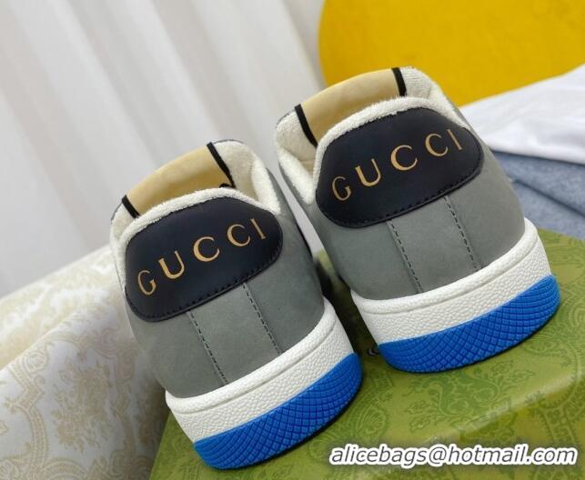 Luxury Cheap Gucci Screener GG Denim Sneakers Dark Blue 121386