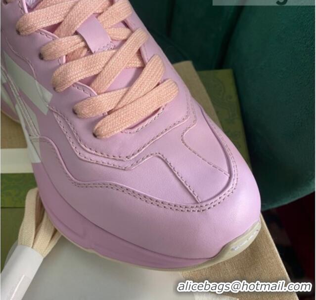 Shop Duplicate Gucci Rhyton Leather Sneaker with '25' Pink 121402