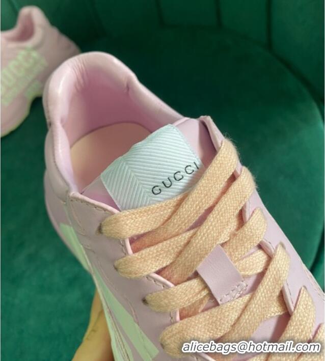 Shop Duplicate Gucci Rhyton Leather Sneaker with '25' Pink 121402