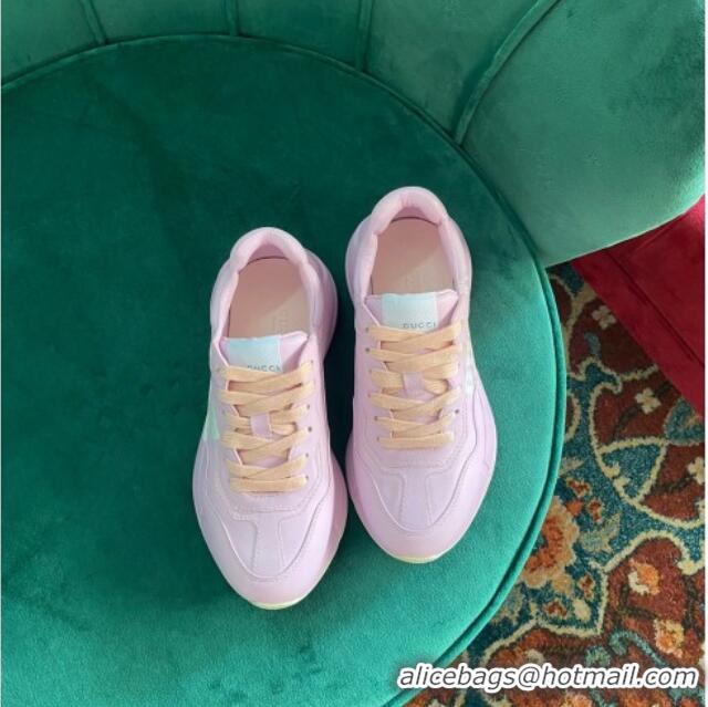 Shop Duplicate Gucci Rhyton Leather Sneaker with '25' Pink 121402