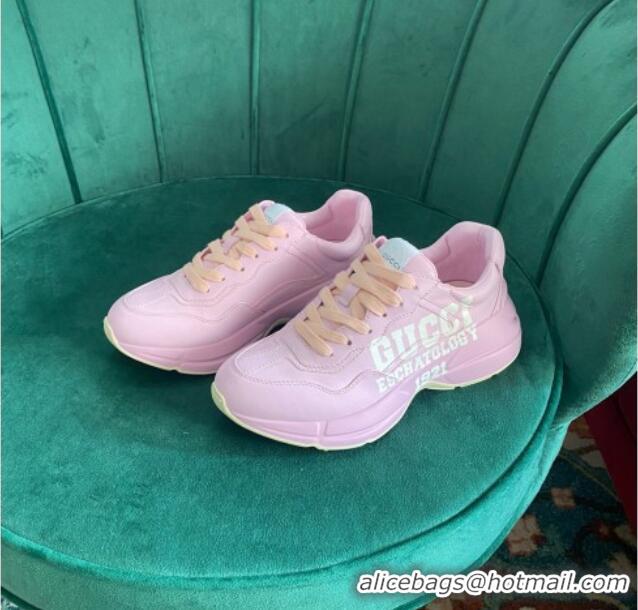 Shop Duplicate Gucci Rhyton Leather Sneaker with '25' Pink 121402