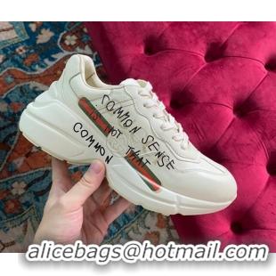 Unique Style Gucci Rhyton Leather Sneaker White 121404