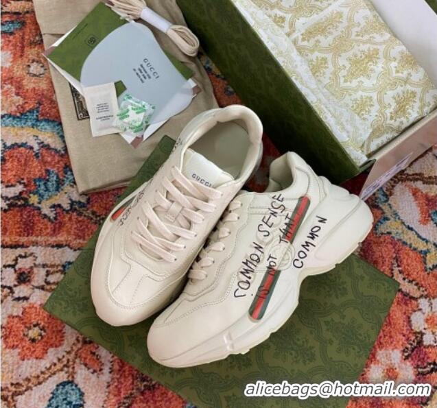 Unique Style Gucci Rhyton Leather Sneaker White 121404