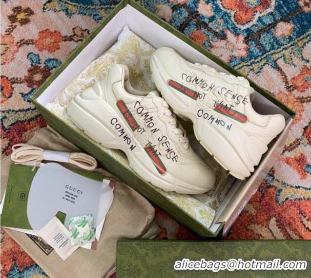 Unique Style Gucci Rhyton Leather Sneaker White 121404