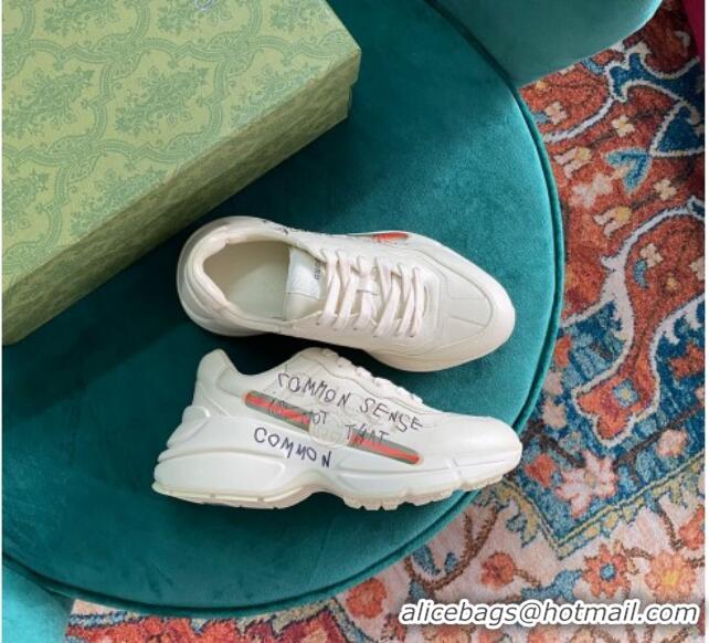 Unique Style Gucci Rhyton Leather Sneaker White 121404