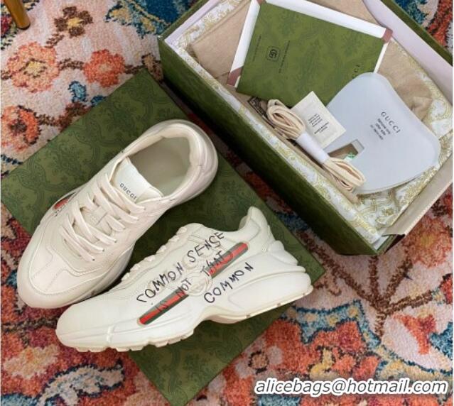 Unique Style Gucci Rhyton Leather Sneaker White 121404