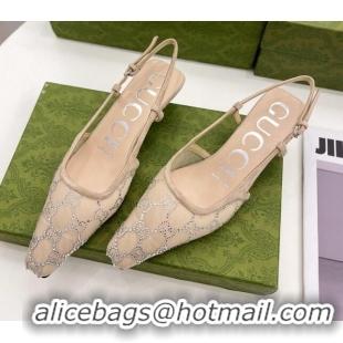 Purchase Gucci GG Crytstal Mesh Slingback Pump 4cm 121406 Light