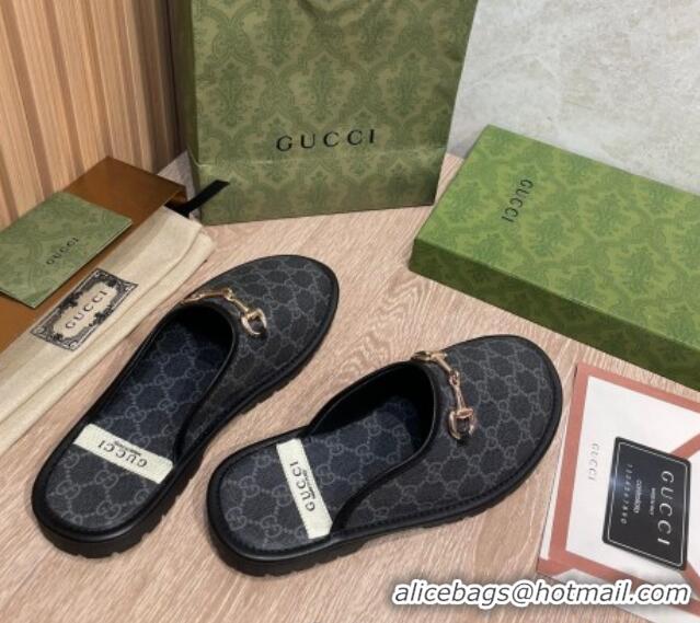 Best Luxury Gucci GG Supreme Canvas Flat Mules 121423 Balck