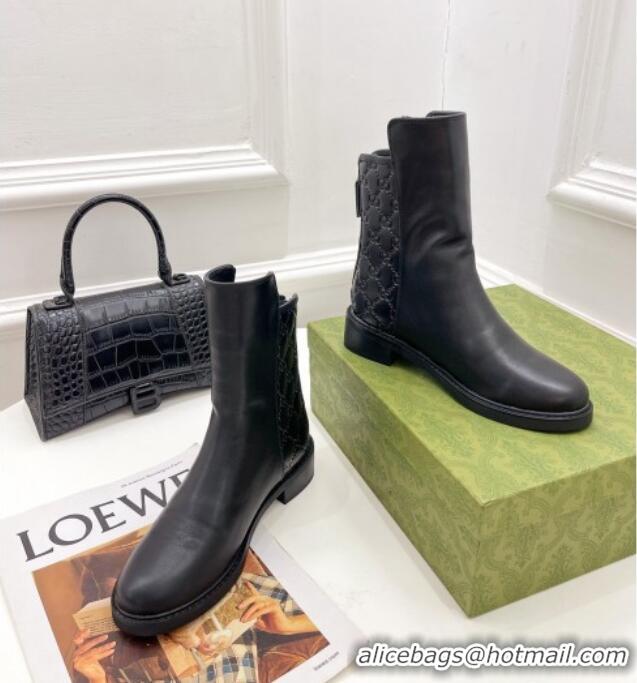 Good Product Gucci Leather Ankle Boots 4cm 121428 Black