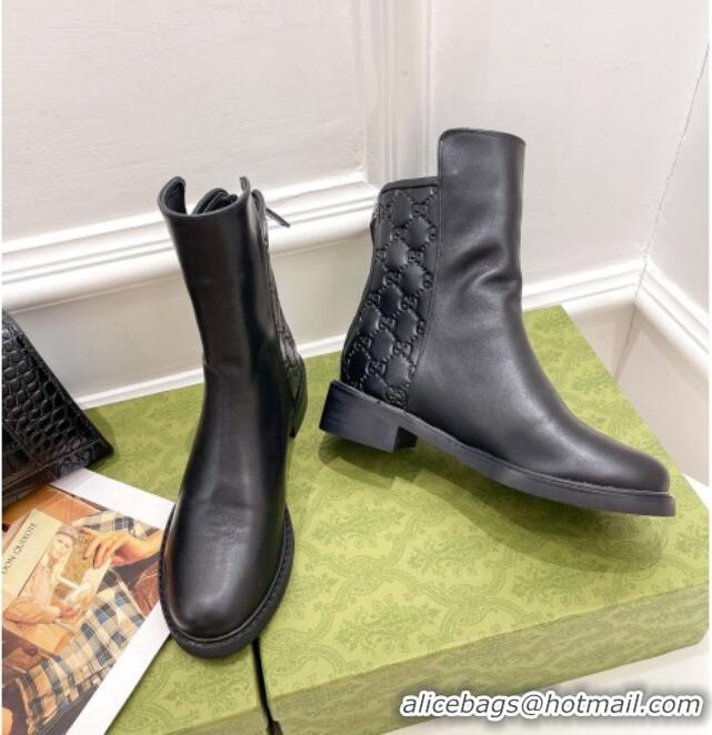 Good Product Gucci Leather Ankle Boots 4cm 121428 Black