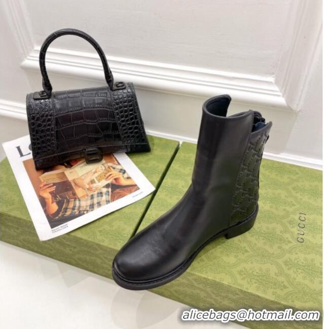 Good Product Gucci Leather Ankle Boots 4cm 121428 Black