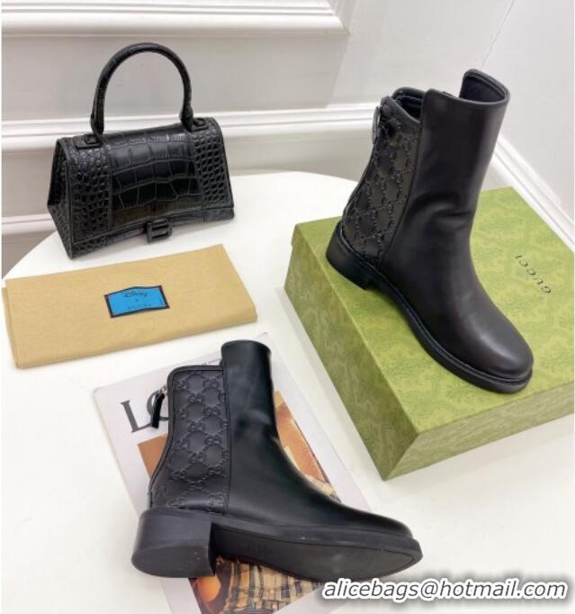 Good Product Gucci Leather Ankle Boots 4cm 121428 Black