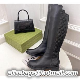 Best Price Gucci Leather High Boots 4cm 121429 Black