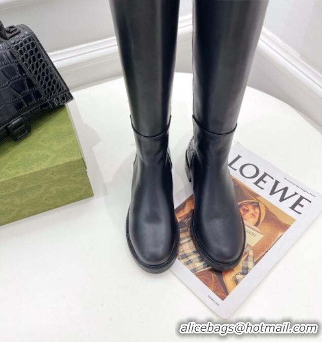 Best Price Gucci Leather High Boots 4cm 121429 Black