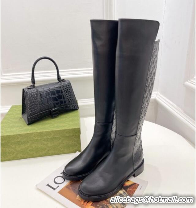 Best Price Gucci Leather High Boots 4cm 121429 Black