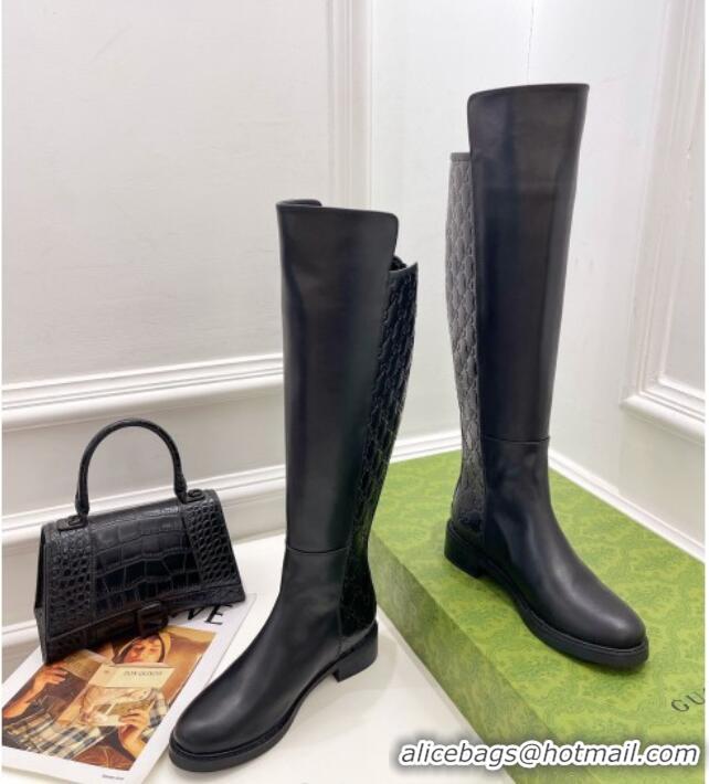 Best Price Gucci Leather High Boots 4cm 121429 Black