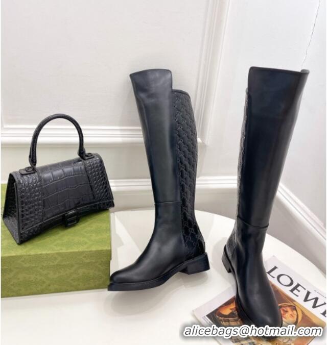 Best Price Gucci Leather High Boots 4cm 121429 Black